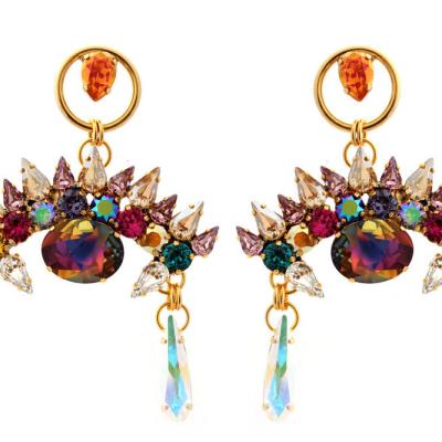 China Wholesale Colorful Copper Zircon Jewelry Trendy Designs Women's Dangle Earrings Crystal Bold Large Large Fashion Jewelry Stud Earrings for sale