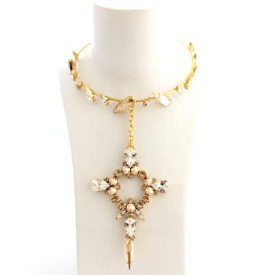 China TERNDY announced gold-plated crystal-embellished necklaces in gold, champagne, rose gold and crystal tones. Adjustable choker collar for sale