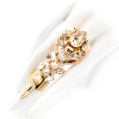 China Trendy New Fashionable Crystal Gold Plated Adjustable Ring in Champagne, Rose Gold and Crystal Tones for sale