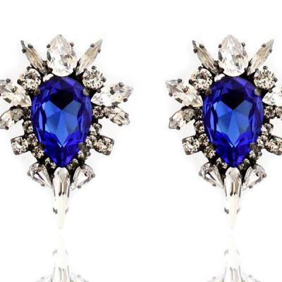 China FASHIONABLE Crystal Embellished Women's Clip on Stud Earrings in Trendy Crystal Tones for sale