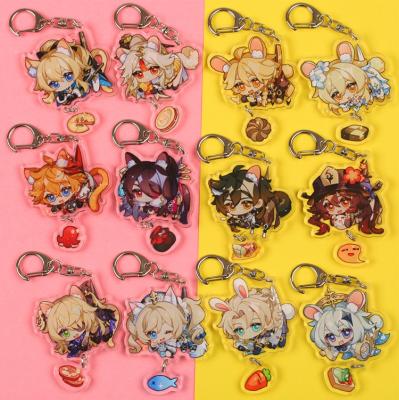 China Kaedehara Kazuha Barbara Gunnhildr Acrylic Keychain Key Chain Badge Gift Genshin Impact Keychain Badge for sale