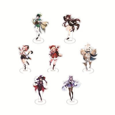 China Diluc Venti Klee Zhongli Impact Genshin Figure Gift New Anime Key Chain Cosplay Acrylic Model Stand Plate Desk Decor Stand Sign for sale