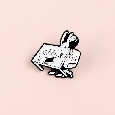 China Festival Flipping Table Not Working Girl Modeling Noise Lapel Pin Lapel Badges Brooch Funny Jewelry for sale