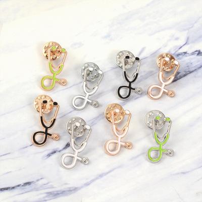 China Creative Colorful Denim Doctor Nurse Stethoscope Lapel Pins Festival Brooches Medical Jackets Bag Jewelry Button Badges Gifts for sale