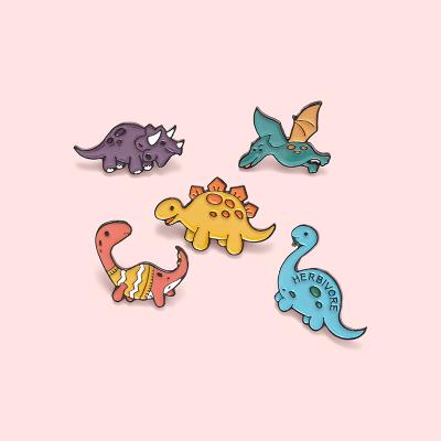 China Cute Festival Cartoon Dinosaur Brooch For Coat Hat Lapel Pin Women Brooches For Women Clothing Pins Metal Badges New Year Gifts for sale