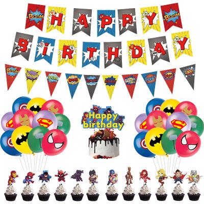 China Creative Festival Decoration Reconnect Superhero Celebrate Children's Birthday Party Decoration Superhero Airplane Musical Note Balloon Set for sale