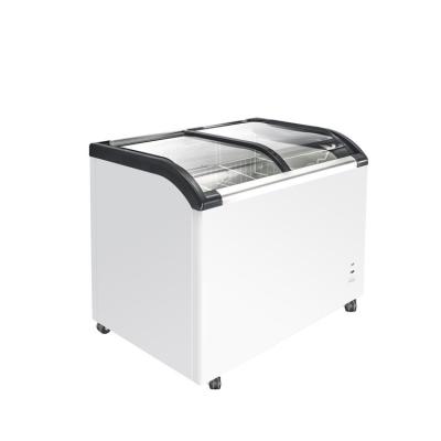 China Garage China Manufacture Best Selling Quality Curved Glass Top Freezer Display Freezer for sale