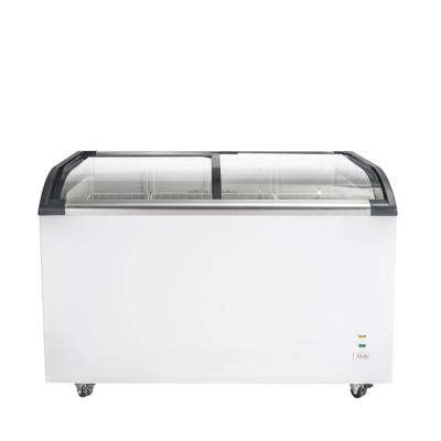 China Newest Garage Sale Hot Commercial Chest Freezer Glass Top Ice Cream Display Freezer for sale