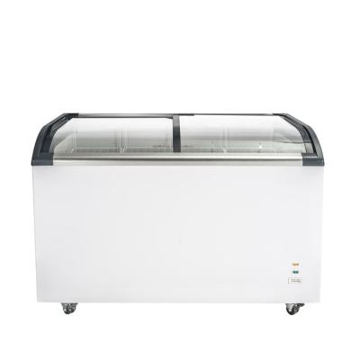 China Professional Promotion Price Garage Manufacture Commercial Chest Freezer Curved Glass Top Freezer for sale