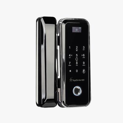 China New Wide Application Digital Wifi Automatic Sliding Frameless Smart Remote Glass Door Lock With Handle for sale