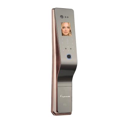 China Apartment face recognit smart door lock with camera and eye scanner for sale