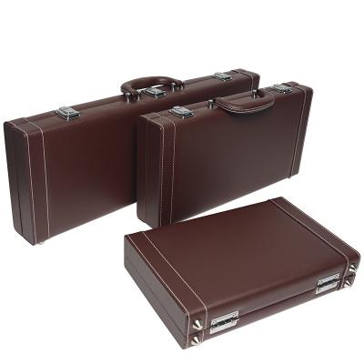 China Poker Accessory Chips Case Wholesale Leather Suitcase Hot Selling PU Storage 300pcs Chips Leather Box Casino Leather Custom Game for sale