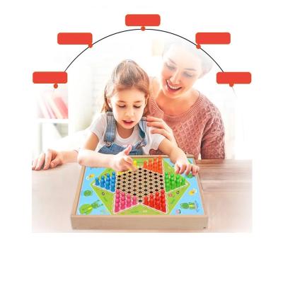 China High Quality Plastic 5 in 1 Classic Wooden Chess Flying Board Game Controllers Kids Chess Flying Puzzle Game Set for Friend Kids for sale