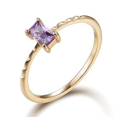 China CLASSIC Fashion Shining Sterling Silver Vintage Rectangle Light Purple Zircon Jewelry Ring For Women for sale