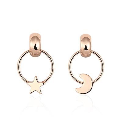 China TRENDY Alloy Fashion Jewelry Sun and Moon Combination Small Asymmetric Earrings for sale