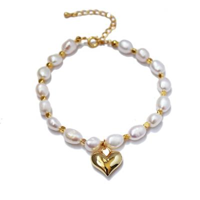 China FASHIONABLE Love Trendy Gold Women's Elegant Pendant Bracelet 18K Pearl Bracelet for sale