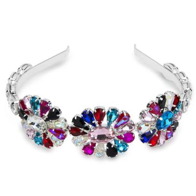 China Charare Lead Free Colorful Flower Nickel Crystal Headbands for Women for sale