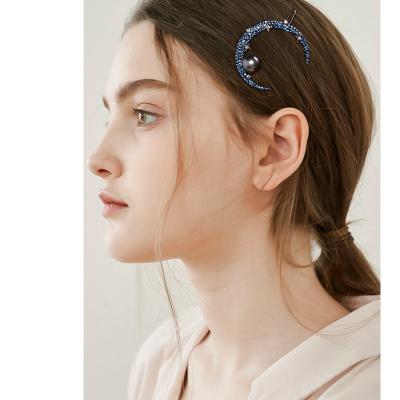 China Fashionable Star Artificial Hairpin Moon Zirconia Blue Charare Hair Clip For Girls Accessories for sale