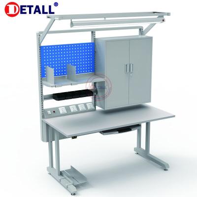 China Workshop Electronics Stainless Steel Repair Lab Worktable With Computer for sale