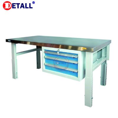 China Desk Detall Adjustable Stainless Worktable With Folding Support for sale