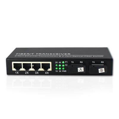 China SBS 4 Base 2 Port 10/100/1000m SC Gigabit Fiber Optic Switch Fast Ethernet Media Fiber Converter for sale