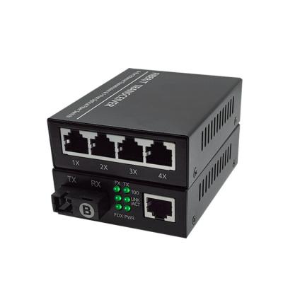 China SBS Gigabit Fiber Media Converter With 4*RJ45 1*SC Connector for sale