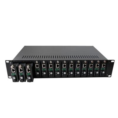 China Centralized Power Supply And Management 2U 14 Slots Fiber Media Converter Chassis for sale