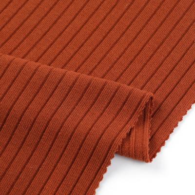 China Breathable ECO Breathable Coffee Recycled Polyester Knit Fabric Ribbed Jersey Knit Fabric Supplier for sale