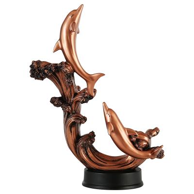 China China Material Resin Dolphin Spray Shape Polyresin Wine Bottom Holder For Table Decoration for sale