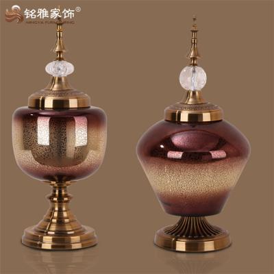 China Europe Modern Home Decor Glass Craft Art Glass Flower Vase Gold In Guangzhou for sale