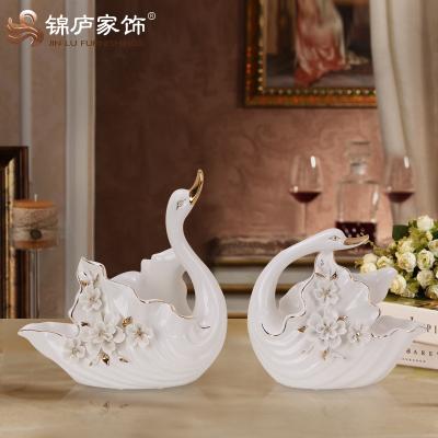 China Europe Guangzhou Arts and Crafts Handmade Ceramic Craft Swan Statue and Sculpture for Home Decor for sale