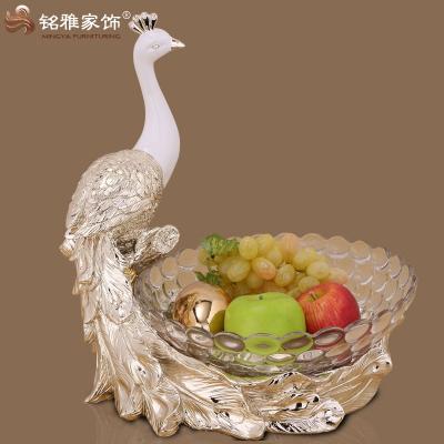 China Folk Art Eco-Friendly Feature And Rolls Type Of Tableware Clear Glass Serving Bowls With Peacock Figurine for sale