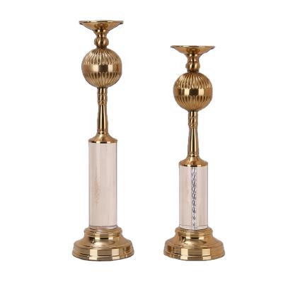 China European style modern style candlestick home decoration a pair gold metal candle holder for sale