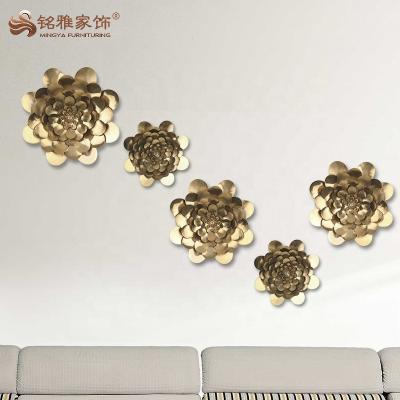 China Eco-friendly& Durable High End Wall Decor Lotus Shape Home Decoration 3D Metal Art Crafts Wall Decor for sale