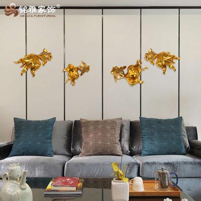 China Eco-friendly Modern Home Decor 3D Art Resin Goldfish Sculpture For Living Room Decoration for sale