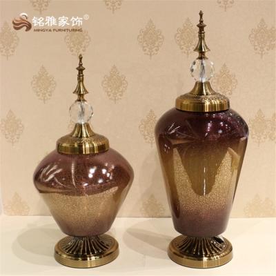 China Metal Luxury Home Decor China Decor Glass Vase For Centerpiece Hotel Wedding Decoration Flower Vase for sale