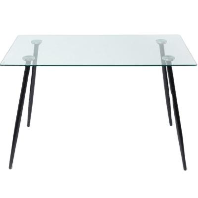 China K/D 2021Top Selling Rectangular Glass Top Dining Tables With Metal Legs for sale