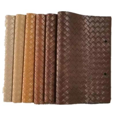 China Classic Weave Printd Waterproof Embossed Design in Two Tone Effect Pu Artificial Leather for Shoes and Bags for sale