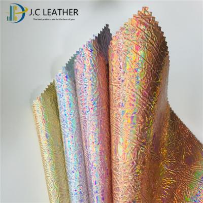 China Abrasion-Resistant Holographic Film Emboss PU Patent PU Leather For Shoes And Bags for sale