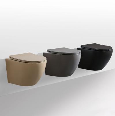 China Wall Mounted Hidden Color Toilet Bowl Toilet Bowl Modern European Wc Sanitary Ware P Tank Matte Black Wall Hung Toilet for sale