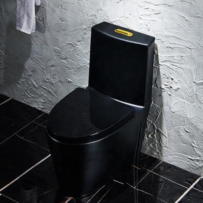 China Hot Selling Double-Flow Sanitary Ware Modern Ceramic Wash Down Black Toilet Floor Standing Ceramic Bathroom Toilet Bowl For Hotel for sale