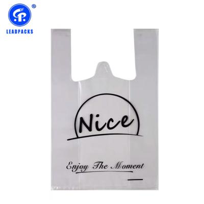 China Recyclable Promotional Food Packaging Custom Logo Printing Plastic T Shirt Bag for sale