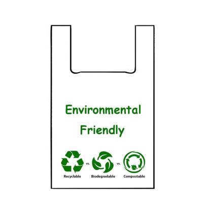 China biodegradable & compostable custom printing biodegradable material raw plastic bag t shirt bag cornstarch for sale