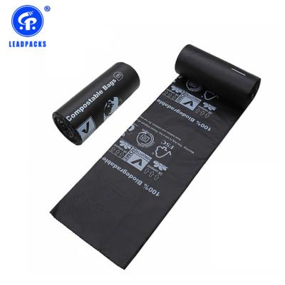 China BIODEGRADABLE Black Pre Waste HDPE Biodegradable Food Package Roll Packaging Plastic Bag for sale