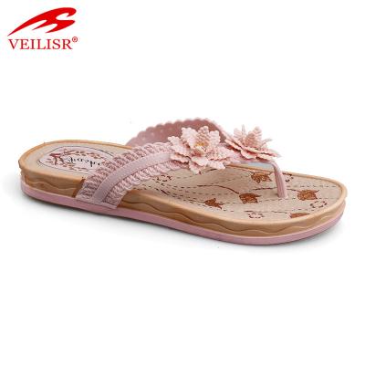 China New Lightweight Flower Design Kids PVC Slippers Outdoor Kids Flip Flops for sale