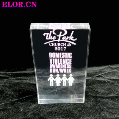 China Elor Institutes of Health Care Customized Highly Transparent Awareness Rectangle Walk Away Events Acrylic Award Church and Religious Gifts for sale