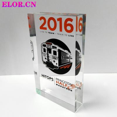 China Health Care Institute Elor Classic Rectangle Customized Acrylic Award For Marathon Run Employee Great Prize Activities Promotional Giveaways for sale