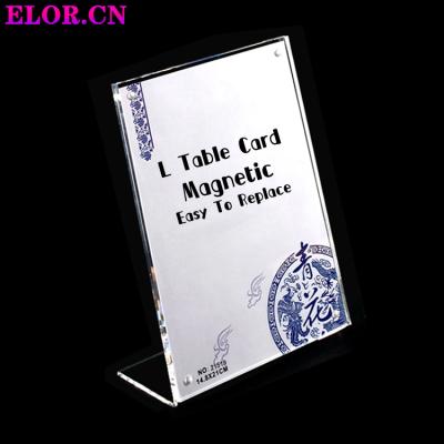 China Customized Acrylic Name Card L Shaped Strong Magnetism Table Highly Transparent Acrylic Card For Name Card In Meeting Room, Price Card In Store for sale