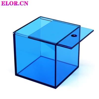 China Wholesale Elor Cosmetics Transparent Colorful Acrylic Storage Box Table Storage Box Stationary Organizer With Cover for sale