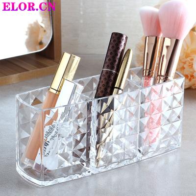 China Elor Makeup Brush Storage Rack Makeup Brush Storage Holder Vanity Table Storage Organizer Transparent Acrylic Desk Office Supplies Storage Box for sale